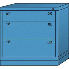 Lyon - 3 Drawer, Standard Table Height - Single Drawer Access Cabinet - Steel, 30" Wide x 28-1/4" Deep x 30-1/8" High, Wedgewood Blue - Industrial Tool & Supply