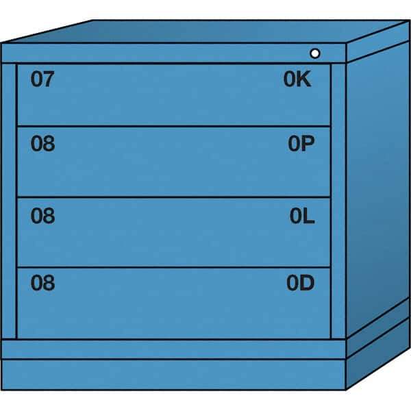 Lyon - 4 Drawer, Standard Table Height - Multiple Drawer Access Cabinet - Steel, 30" Wide x 28-1/4" Deep x 30-1/8" High, Wedgewood Blue - Industrial Tool & Supply