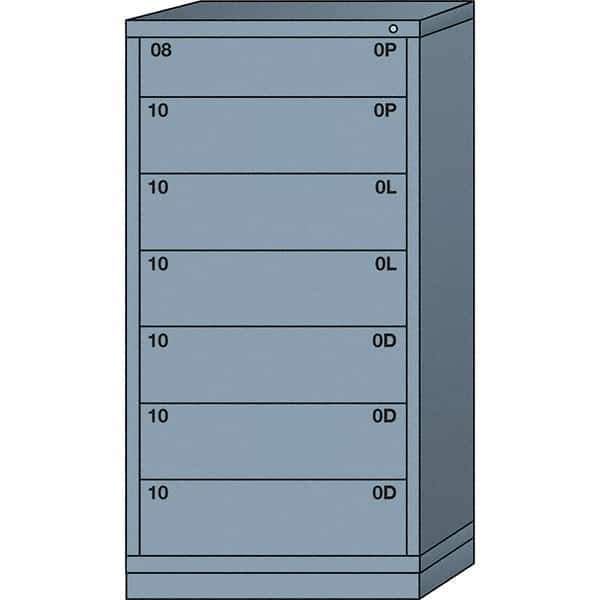 Lyon - 7 Drawer, Standard Eye-Level - Single Drawer Access Cabinet - Steel, 30" Wide x 28-1/4" Deep x 59-1/4" High, Dove Gray - Industrial Tool & Supply