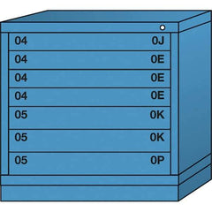 Lyon - 7 Drawer, Standard Table Height - Multiple Drawer Access Cabinet - Steel, 30" Wide x 28-1/4" Deep x 30-1/8" High, Wedgewood Blue - Industrial Tool & Supply