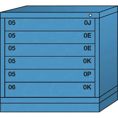 Lyon - 6 Drawer, Standard Table Height - Single Drawer Access Cabinet - Steel, 30" Wide x 28-1/4" Deep x 30-1/8" High, Wedgewood Blue - Industrial Tool & Supply