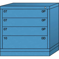 Lyon - 4 Drawer, Standard Table Height - Single Drawer Access Cabinet - Steel, 30" Wide x 28-1/4" Deep x 30-1/8" High, Wedgewood Blue - Industrial Tool & Supply
