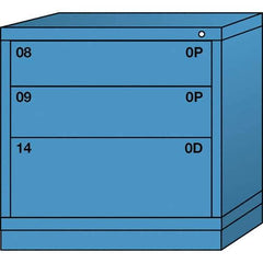 Lyon - 3 Drawer, Standard Table Height - Single Drawer Access Cabinet - Steel, 30" Wide x 28-1/4" Deep x 30-1/8" High, Wedgewood Blue - Industrial Tool & Supply
