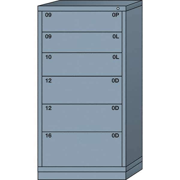 Lyon - 6 Drawer, Standard Eye-Level - Single Drawer Access Cabinet - Steel, 30" Wide x 28-1/4" Deep x 59-1/4" High, Dove Gray - Industrial Tool & Supply