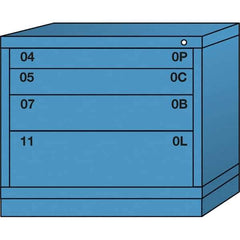 Lyon - 4 Drawer, Standard Desk Height - Multiple Drawer Access Cabinet - Steel, 30" Wide x 28-1/4" Deep x 26-7/8" High, Wedgewood Blue - Industrial Tool & Supply