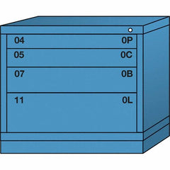 Lyon - 4 Drawer, Standard Desk Height - Single Drawer Access Cabinet - Steel, 30" Wide x 28-1/4" Deep x 26-7/8" High, Wedgewood Blue - Industrial Tool & Supply