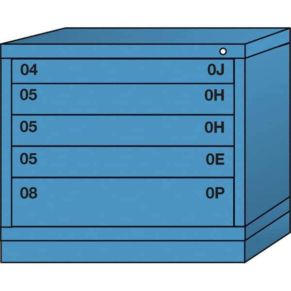 Lyon - 5 Drawer, Standard Desk Height - Single Drawer Access Cabinet - Steel, 30" Wide x 28-1/4" Deep x 26-7/8" High, Wedgewood Blue - Industrial Tool & Supply