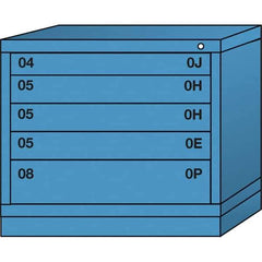 Lyon - 5 Drawer, Standard Desk Height - Multiple Drawer Access Cabinet - Steel, 30" Wide x 28-1/4" Deep x 26-7/8" High, Wedgewood Blue - Industrial Tool & Supply