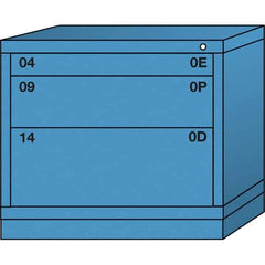Lyon - 3 Drawer, Standard Desk Height - Single Drawer Access Cabinet - Steel, 30" Wide x 28-1/4" Deep x 26-7/8" High, Wedgewood Blue - Industrial Tool & Supply