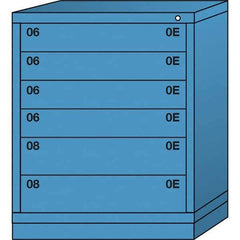 Lyon - 6 Drawer, Standard Mid-Range - Multiple Drawer Access Cabinet - Steel, 30" Wide x 28-1/4" Deep x 37-15/79" High, Wedgewood Blue - Industrial Tool & Supply