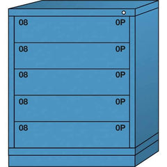 Lyon - 5 Drawer, Standard Mid-Range - Single Drawer Access Cabinet - Steel, 30" Wide x 28-1/4" Deep x 37-15/79" High, Wedgewood Blue - Industrial Tool & Supply