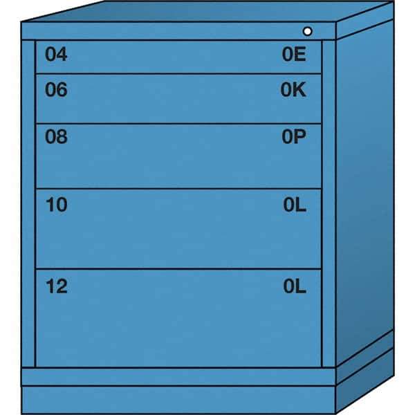 Lyon - 5 Drawer, Standard Mid-Range - Multiple Drawer Access Cabinet - Steel, 30" Wide x 28-1/4" Deep x 37-15/79" High, Wedgewood Blue - Industrial Tool & Supply