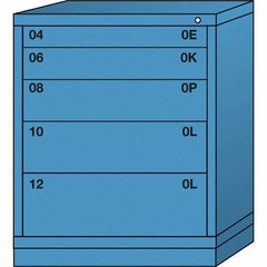 Lyon - 5 Drawer, Standard Mid-Range - Single Drawer Access Cabinet - Steel, 30" Wide x 28-1/4" Deep x 37-15/79" High, Wedgewood Blue - Industrial Tool & Supply