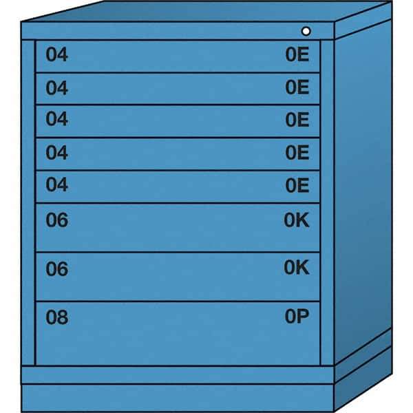 Lyon - 8 Drawer, Standard Mid-Range - Single Drawer Access Cabinet - Steel, 30" Wide x 28-1/4" Deep x 37-15/79" High, Wedgewood Blue - Industrial Tool & Supply