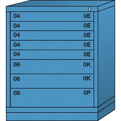 Lyon - 8 Drawer, Standard Mid-Range - Multiple Drawer Access Cabinet - Steel, 30" Wide x 28-1/4" Deep x 37-15/79" High, Wedgewood Blue - Industrial Tool & Supply