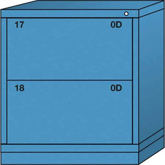 Lyon - 2 Drawer, Standard Bench Height - Single Drawer Access Cabinet - Steel, 30" Wide x 28-1/4" Deep x 33-1/4" High, Wedgewood Blue - Industrial Tool & Supply