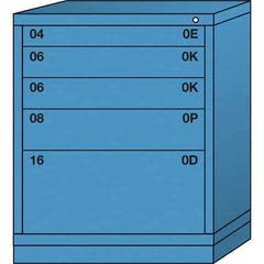 Lyon - 5 Drawer, Standard Mid-Range - Single Drawer Access Cabinet - Steel, 30" Wide x 28-1/4" Deep x 37-15/79" High, Wedgewood Blue - Industrial Tool & Supply