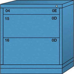 Lyon - 3 Drawer, Standard Bench Height - Multiple Drawer Access Cabinet - Steel, 30" Wide x 28-1/4" Deep x 33-1/4" High, Wedgewood Blue - Industrial Tool & Supply