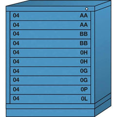 Lyon - 10 Drawer, Standard Mid-Range - Single Drawer Access Cabinet - Steel, 30" Wide x 28-1/4" Deep x 37-15/79" High, Wedgewood Blue - Industrial Tool & Supply