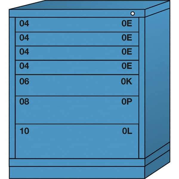 Lyon - 7 Drawer, Standard Mid-Range - Multiple Drawer Access Cabinet - Steel, 30" Wide x 28-1/4" Deep x 37-15/79" High, Wedgewood Blue - Industrial Tool & Supply