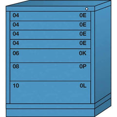 Lyon - 7 Drawer, Standard Mid-Range - Multiple Drawer Access Cabinet - Steel, 30" Wide x 28-1/4" Deep x 37-15/79" High, Wedgewood Blue - Industrial Tool & Supply