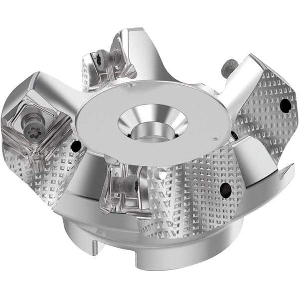 Seco - 63mm Cut Diam, 22mm Arbor Hole, 6mm Max Depth of Cut, 48° Indexable Chamfer & Angle Face Mill - 5 Inserts, SN.. Insert, Right Hand Cut, 5 Flutes, Through Coolant, Series R220.54 - Industrial Tool & Supply