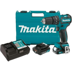 Makita - 12 Volt 3/8" Keyless Chuck Cordless Hammer Drill - 0 to 22,500 BPM, 0 to 1,500 RPM, Reversible - Industrial Tool & Supply