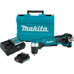 Makita - 12 Volt 3/8" Chuck Right Angle Handle Cordless Drill - 0-1100 RPM, Keyless Chuck, Reversible, 2 Lithium-Ion Batteries Included - Industrial Tool & Supply