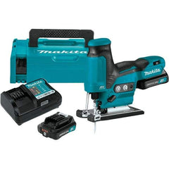 Makita - 12 Volt, 3,000 SPM, 7/8" Stroke Length, Lithium-Ion Cordless Jigsaw - 90° Cutting Angle, Series 12V MAX Battery Included - Industrial Tool & Supply