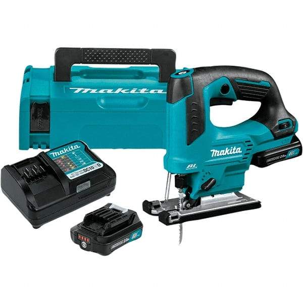 Makita - 12 Volt, 3,000 SPM, 7/8" Stroke Length, Lithium-Ion Cordless Jigsaw - 90° Cutting Angle, Series 12V MAX Battery Included - Industrial Tool & Supply