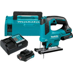 Makita - 12 Volt, 3,000 SPM, 7/8" Stroke Length, Lithium-Ion Cordless Jigsaw - 90° Cutting Angle, Series 12V MAX Battery Included - Industrial Tool & Supply