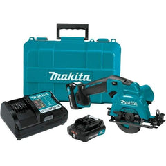 Makita - 12 Volt, 3-3/8" Blade, Cordless Circular Saw - 1,500 RPM, 2 Lithium-Ion Batteries Included - Industrial Tool & Supply