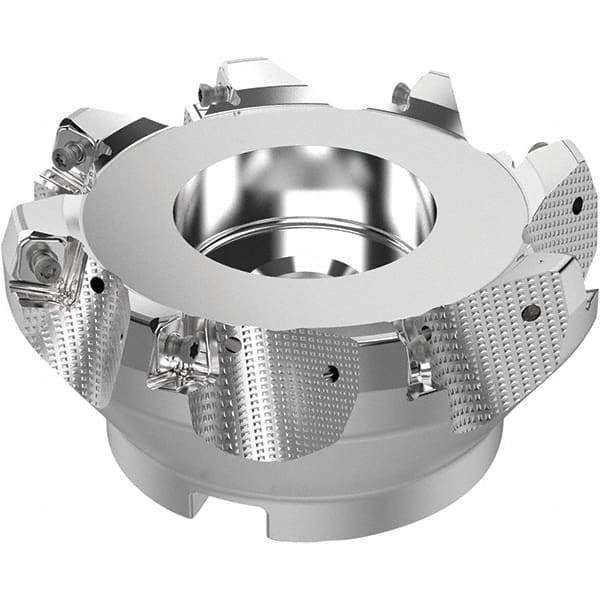 Seco - 5" Cut Diam, 1-1/2" Arbor Hole, 0.315" Max Depth of Cut, 71° Indexable Chamfer & Angle Face Mill - 8 Inserts, SN.. Insert, Right Hand Cut, 8 Flutes, Through Coolant, Series R220.56 - Industrial Tool & Supply