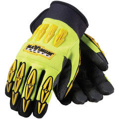 ‎120-4000/M All Purp Work Gloves - Mad Max - HV Yellow - Black Reinforced Synthetic Leather Palm - Exact Industrial Supply