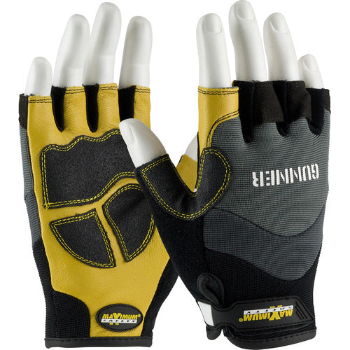 ‎120-4300/L Gloves /Liners - Gunner - Goatskin Reinforced Palm - Spandex Back - Half-Finger - Exact Industrial Supply