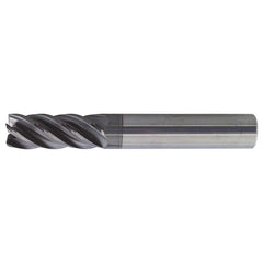 Square End Mill: 1/4'' Dia, 3/4'' LOC, 1/4'' Shank Dia, 2-1/2'' OAL, 5 Flutes, Solid Carbide Single End, PowerLayer Finish, Spiral Flute, 38 ° Helix, Centercutting, RH Cut, RH Flute, Series US556