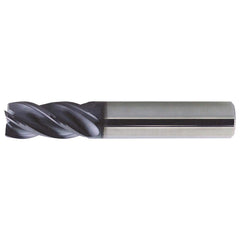 Square End Mill: 5/16'' Dia, 1/2'' LOC, 5/16'' Shank Dia, 2'' OAL, 4 Flutes, Solid Carbide Single End, PowerLayer Finish, Spiral Flute, Variable Helix, Centercutting, RH Cut, RH Flute, Series US007