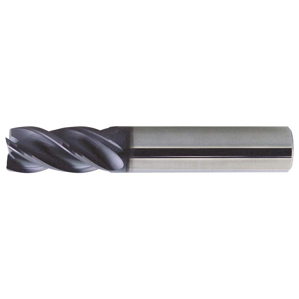 Square End Mill: 1/4'' Dia, 3/4'' LOC, 1/4'' Shank Dia, 2-1/2'' OAL, 4 Flutes, Solid Carbide Single End, PowerLayer Finish, Spiral Flute, Variable Helix, Centercutting, RH Cut, RH Flute, Series US007