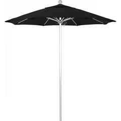 California Umbrella - Patio Umbrellas; Umbrella Diameter (Inch): 90 ; Height (Feet): 8.000 ; Fabric Color: Black ; Base Included: No ; Frame Material: Aluminum ; Frame Color: Silver - Exact Industrial Supply