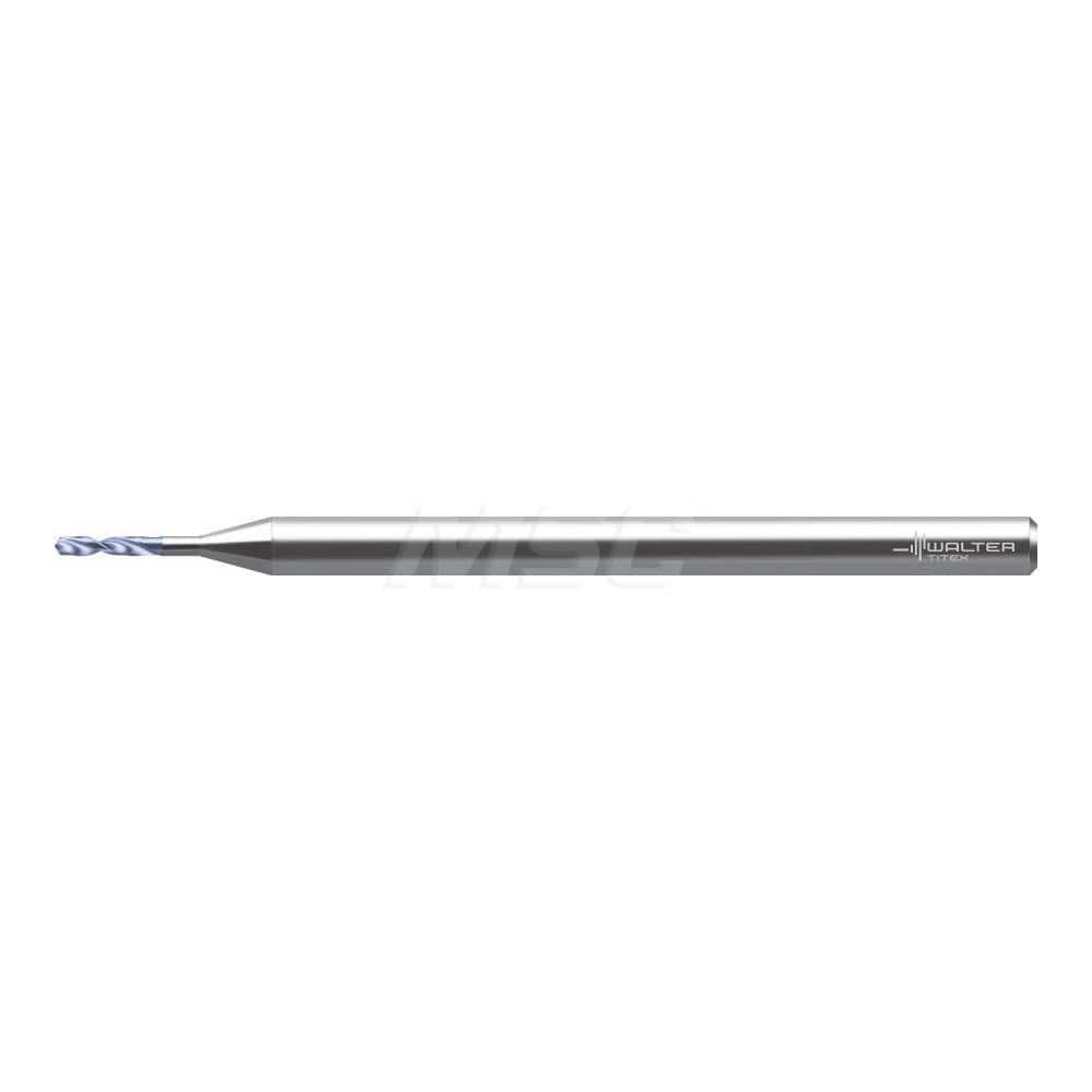 Micro Drill Bit: 0.0571″ Dia, 150 °, Solid Carbide AlCrN Finish, 2.087″ OAL, RH Cut, Straight-Cylindrical Shank, Series DB131-02-A0