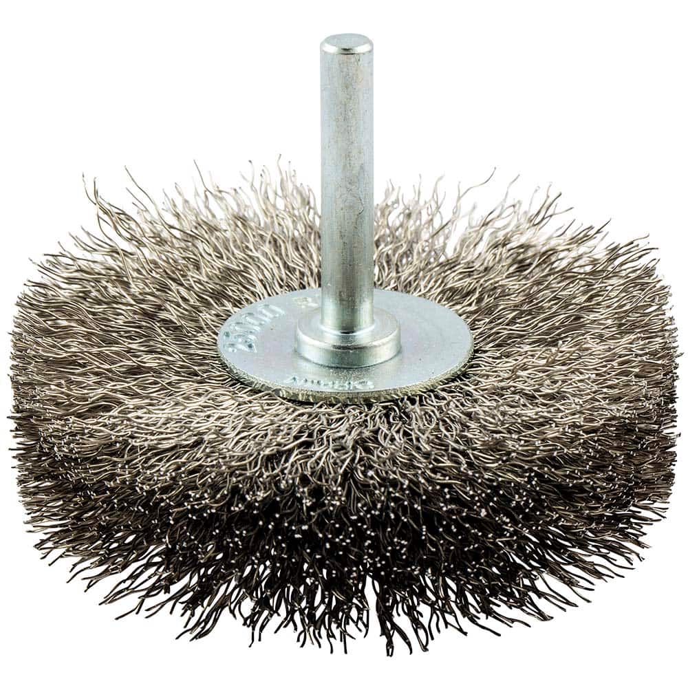Norton - 3" OD, Crimped Stainless Steel Wheel Brush - Industrial Tool & Supply