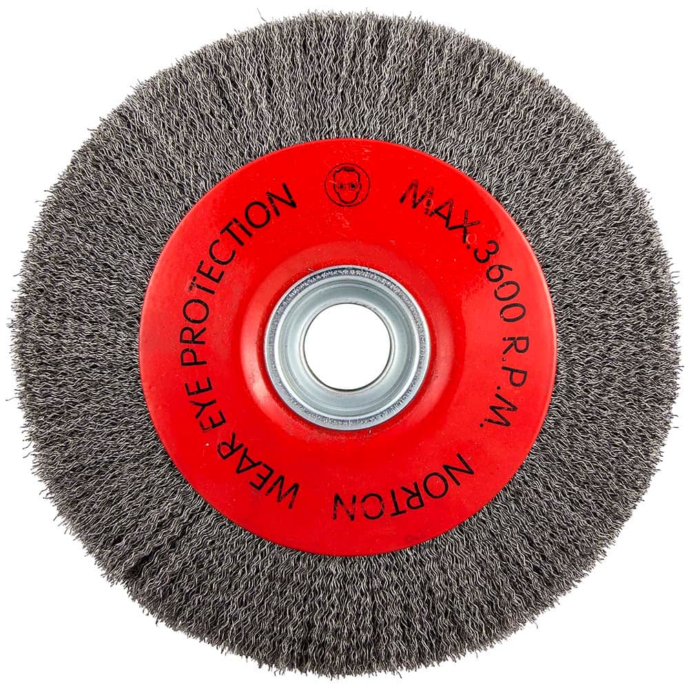 Norton - 10" OD, 3/4" Arbor Hole, Crimped Carbon Wheel Brush - Industrial Tool & Supply