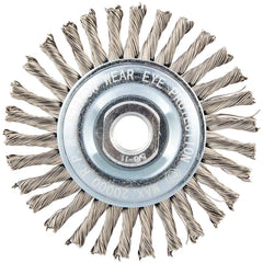 Norton - 4" OD, 5/8-11 Arbor Hole, Stringer Bead Twist Knot Stainless Steel Wheel Brush - Industrial Tool & Supply