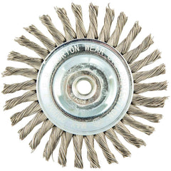 Norton - 4" OD, M10 Arbor Hole, Stringer Bead Twist Knot Stainless Steel Wheel Brush - Industrial Tool & Supply