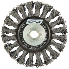 Norton - 4-1/2" OD, 5/8-11 Arbor Hole, Knotted Carbon Wheel Brush - Industrial Tool & Supply