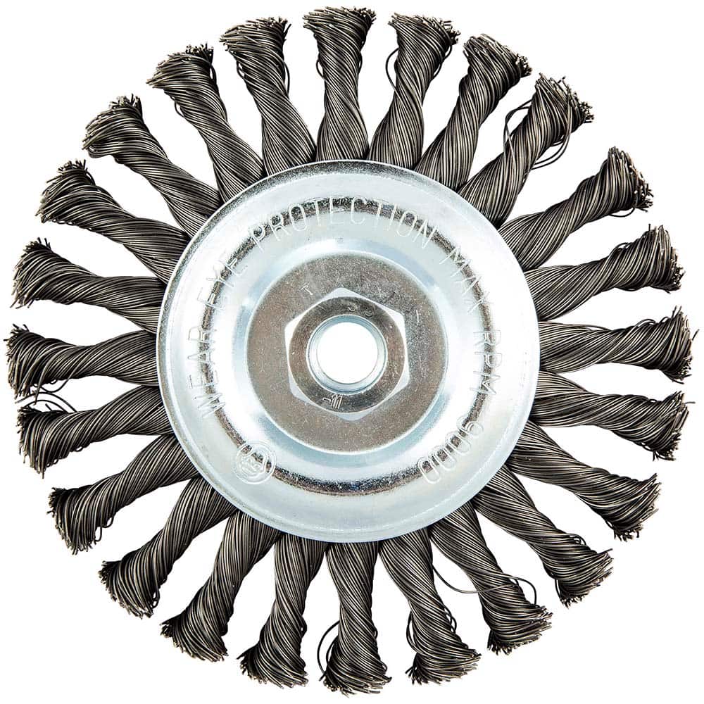 Norton - 6" OD, 5/8-11 Arbor Hole, Knotted Carbon Wheel Brush - Industrial Tool & Supply