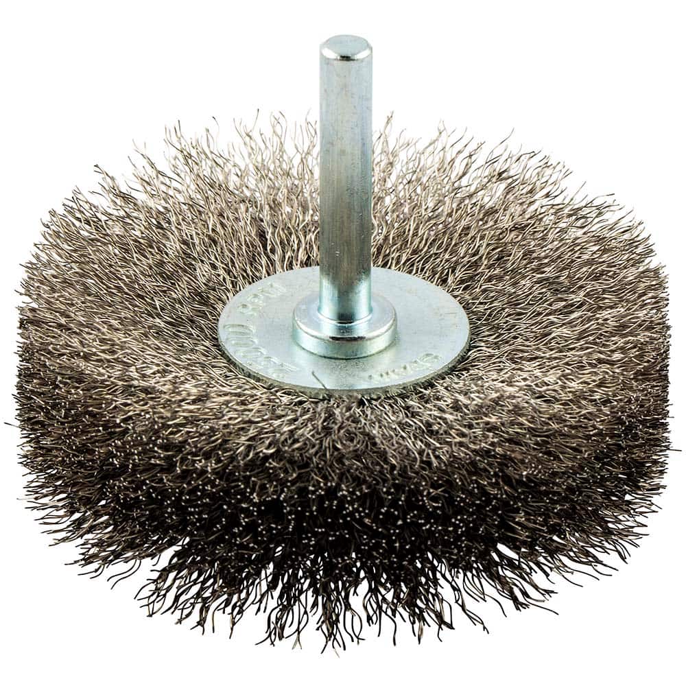 Norton - 3" OD, Crimped Stainless Steel Wheel Brush - Industrial Tool & Supply