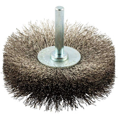 Norton - 3" OD, Crimped Stainless Steel Wheel Brush - Industrial Tool & Supply