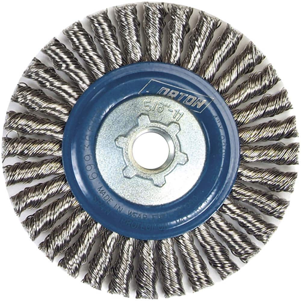 Norton - 4" OD, 5/8-11 Arbor Hole, Stringer Bead Twist Knot Stainless Steel Wheel Brush - Industrial Tool & Supply