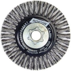 Norton - 4" OD, 5/8-11 Arbor Hole, Stringer Bead Twist Knot Carbon Wheel Brush - Industrial Tool & Supply